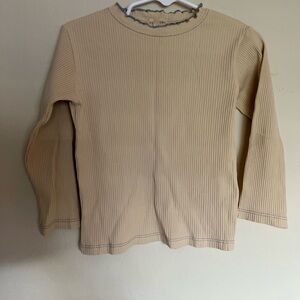 Kids Long Sleeve Ribbed Tan Shirt